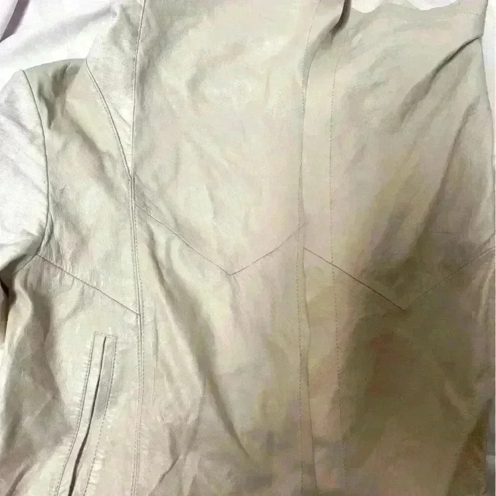 VEDA linen cream leather medium Woman Leather Jacket coat medium retails $998